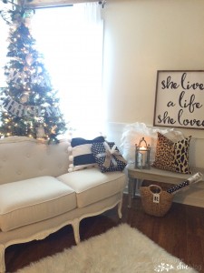 farmhouse office decorated for Christmas