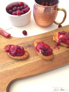 The perfect appetizer for your next Holiday party: cranberry & brie bruschetta