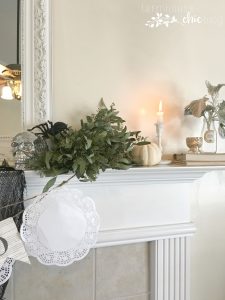 neutral Halloween mantel design