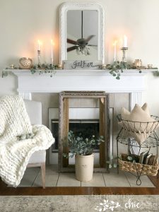 Simple, Neutral Early Fall Mantel